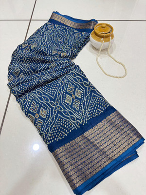 Chandan Fabrics Printed, Woven Kalamkari Jacquard Saree(Light Blue)
