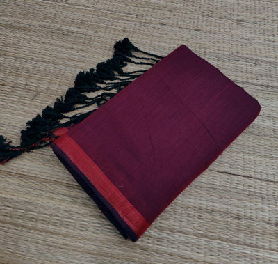 Santoshi Solid/Plain Handloom Cotton Silk Saree(Multicolor)