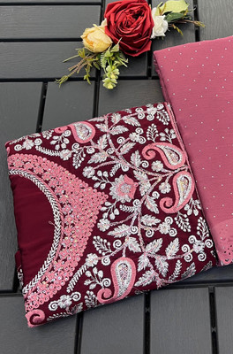 Ethina Fashion Embellished Bollywood Chiffon Saree(Maroon)