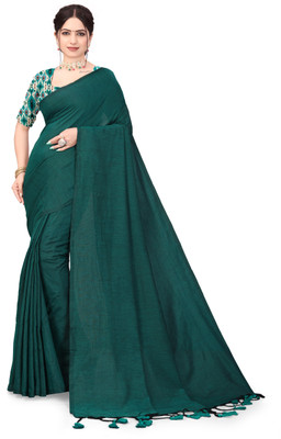 Vastriva Printed Handloom Khadi Saree(Green)