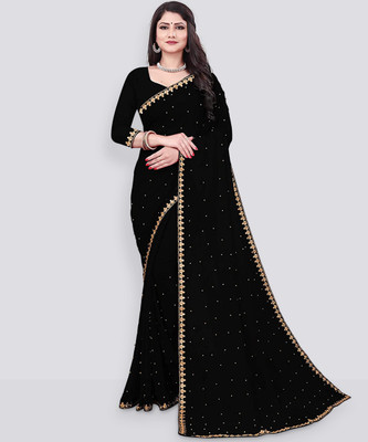 Suntex Embellished Bollywood Chiffon Saree(Black)