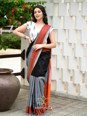 HouseOfCommon Printed Bollywood Pure Cotton Saree(Multicolor)