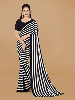 Moda Rapido Solid/Plain Daily Wear Georgette Saree(Black)