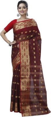 SUBHO SAREE CENTRE Woven Tant Pure Cotton Saree(Brown)