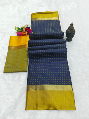 ASHTA Self Design Mysore Art Silk, Pure Silk Saree(Dark Blue)