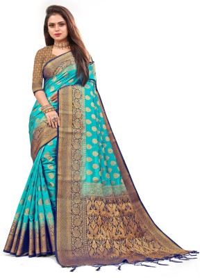 ANISSA SAREE Woven Kanjivaram Art Silk Saree(Light Green)