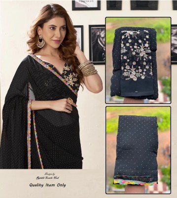 Riddhi textile Hub Embellished Bollywood Georgette Saree(Black)