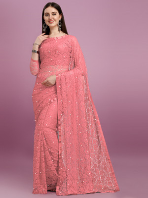 Croza Self Design Bollywood Net Saree(Multicolor)