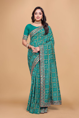 Shilpa Fashion Printed Bandhani Dupion Silk Saree(Multicolor)