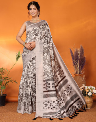 YASHIKA Printed Bollywood Art Silk Saree(Brown)