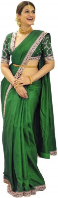 Pionex Embroidered Bollywood Silk Blend, Art Silk Saree(Dark Green)