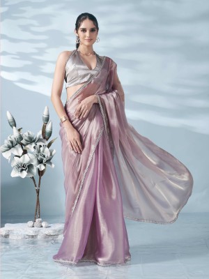 Tikhi Imli Solid/Plain Bollywood Satin Saree(Pink)