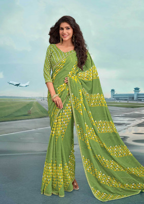 Laxmipati sarees Printed Saree with Attached Blouse Chiffon Saree(Multicolor)