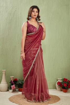 DHARMRAJ ENTERPRISE Printed Bollywood Silk Blend Saree(Red)