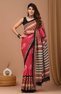 Rashmi Sarees Floral Print Bollywood Mulmul Saree(Red)