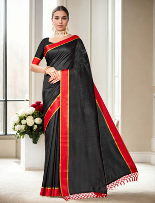 Divastri Solid/Plain Bollywood Polyester Saree(Black)