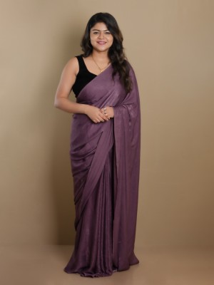 Sarika Solid/Plain Bollywood Chiffon Saree(Purple)