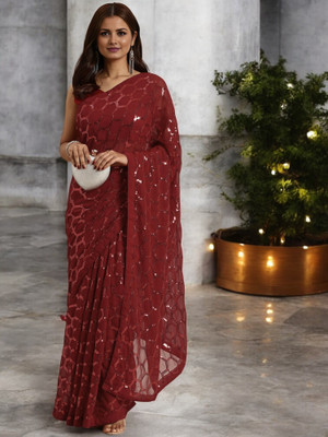Divastri Printed Bollywood Georgette Saree(Maroon)