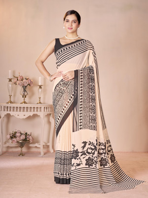 GARDEN VARELI Printed Bollywood Georgette Saree(Orange)