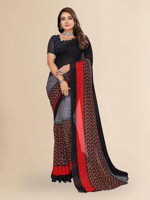 Moda Rapido Geometric Print Daily Wear Georgette Saree(Black)