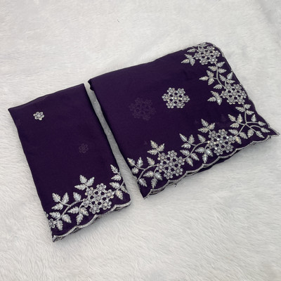 Shatayu Solid/Plain Bollywood Silk Blend Saree(Purple)