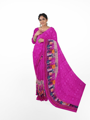 Saadhvi Printed Bandhani Georgette Saree(Pink)