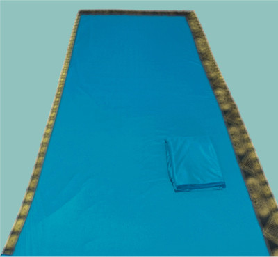 FabDaisy Solid/Plain Banarasi Lycra Blend, Chiffon Saree(Light Blue)