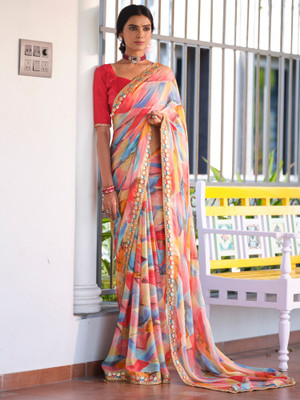 Sareemall Embellished Bollywood Georgette Saree(Multicolor)
