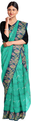 dreamy textiles hub Woven Tant Handloom Pure Cotton Saree(Light Blue)