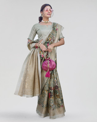 ANIRAV Printed Mysore Art Silk Saree(Multicolor)