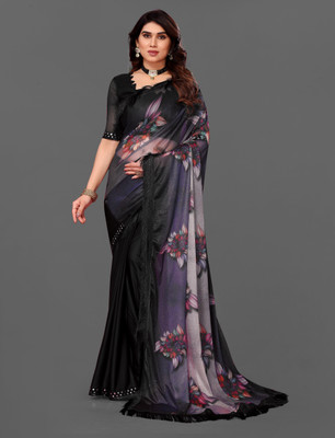 AAMONASTHA Digital Print, Self Design Bollywood Lycra Blend Saree(Blue)