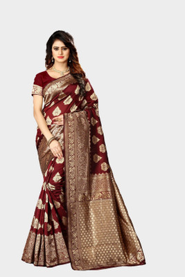 signagraph Woven Kanjivaram Pure Silk Saree(Maroon)