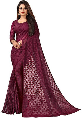 PRAVISHRI TRENDS Self Design Bollywood Silk Blend Saree(Maroon)