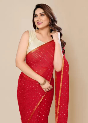 RHEY Printed Bollywood Chiffon Saree(Red)