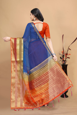 Aarunika LGF Solid/Plain Bollywood Organza Saree(Light Blue)