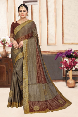 QUEDDY'S Self Design Bollywood Lycra Blend Saree(Maroon)