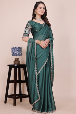 K 5 FASHION Embroidered Bollywood Georgette Saree(Green)