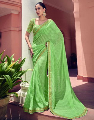 82% OFF on Siril Printed, Striped, Embellished Bandhani Georgette Saree(Gold, Light Green) 82% OFF on Siril Printed, Striped, Embellished Bandhani Georgette Saree(Gold, Light Green)
