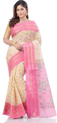 Desh Bidesh Printed, Self Design, Woven Handloom Handloom Cotton Blend, Pure Cotton Saree(Pink)