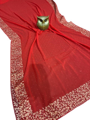 kalpana handloom Embellished, Solid/Plain Tant Pure Silk Saree(Red)