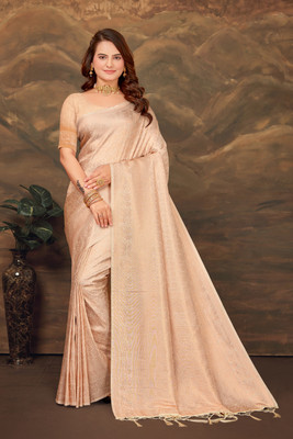 Go4Fashion Self Design Banarasi Silk Blend Saree(Mustard, Green)