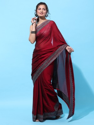 KASEE Embroidered Bollywood Art Silk Saree(Maroon)