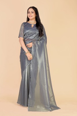 Snija Fashion Embellished Bollywood Organza Saree(Grey)