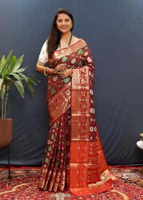 amirat Woven Patola Jacquard Saree(Maroon)