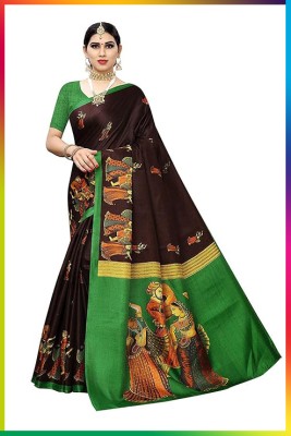 Anisha Printed Bollywood Silk Blend Saree(Multicolor)