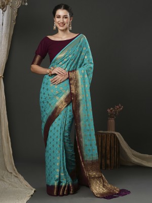 Ratnavati Woven Kanjivaram Georgette Saree(Blue)