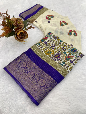 A To Z Cart Digital Print Daily Wear Art Silk Saree(Purple)