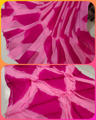 KHATRI AND SONS Color Block Bandhani Chiffon Saree(Pink)