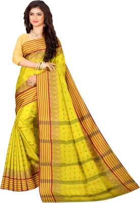 Radharani Saree House Woven Tant Pure Cotton Saree(Yellow)