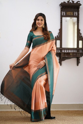 Suhanioi Self Design Bollywood Silk Blend Saree(Orange)